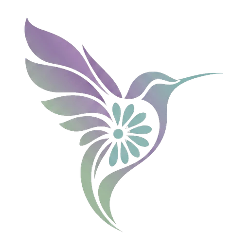 El logo de The Digital Identity Foundation: un colibrí formado por una flor de áster en suaves tonos morado y verde azulado.